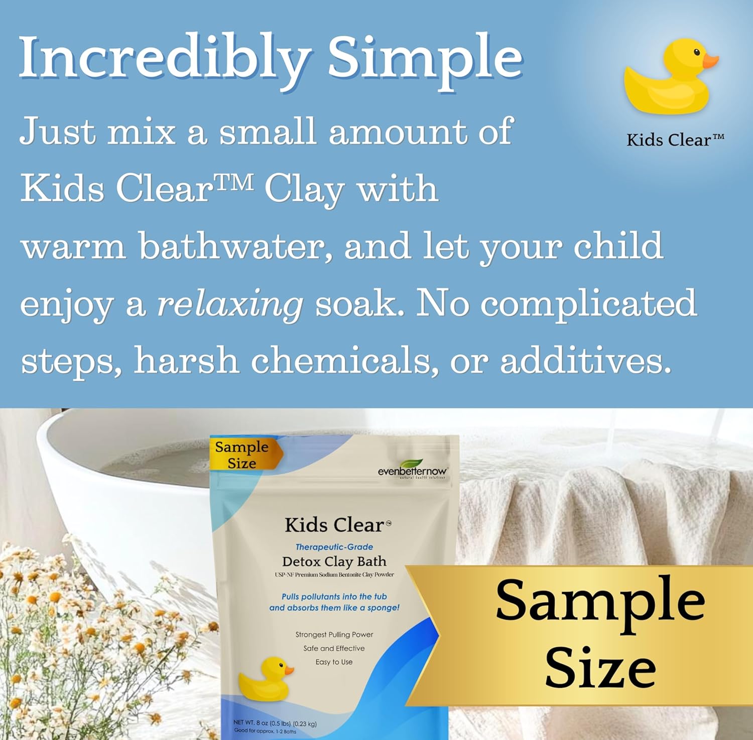 Kids Clear Detox Clay Bath, 100% Pure Sodium Bentonite - Cleansing and Purifying, by -Evenbetternow LLC – 0.5 lb (8 oz) Sample/Trial Size - Image 6