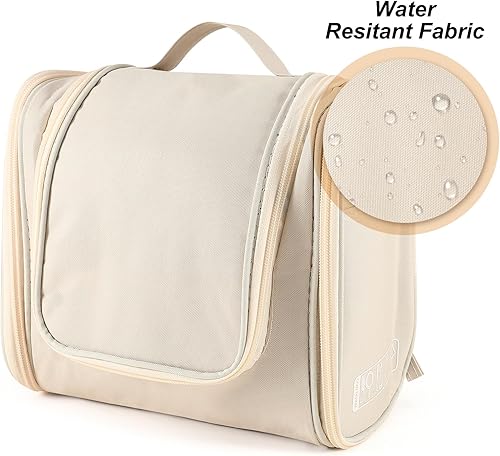 Miniatura 5 de Neceser para mujer, organizador de artículos de tocador de viaje con gancho para colgar, bolsa de maquillaje cosmética de gran capacidad, contenedor