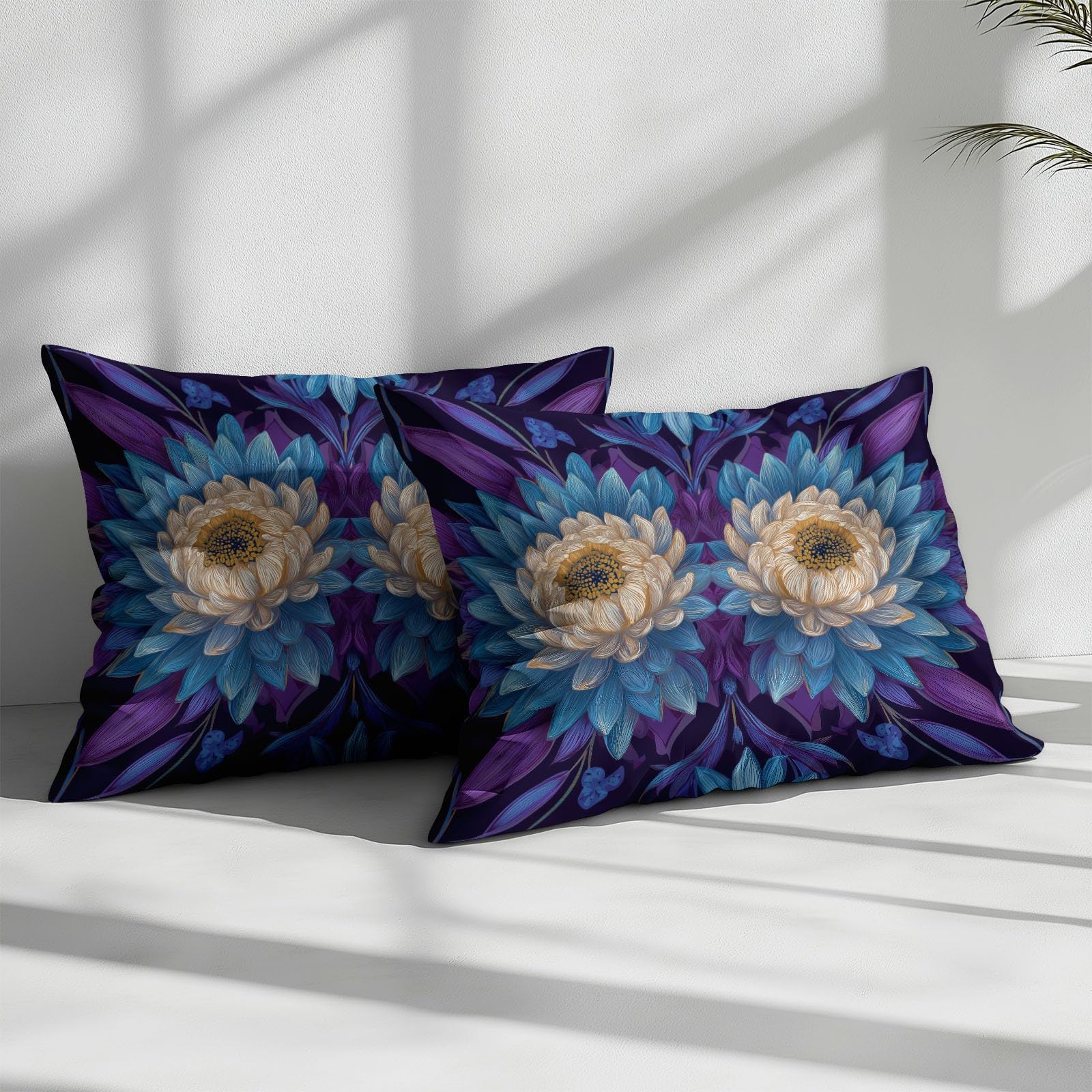 Fioletowa poszewka na kołdrę 150 x 220 cm geometria kwiatowa mandala 3-częściowy zestaw pościeli z miękkiej mikrofibry – odporny na zagniecenia - komplet pościeli z zamkiem błyskawicznym - pościel do
