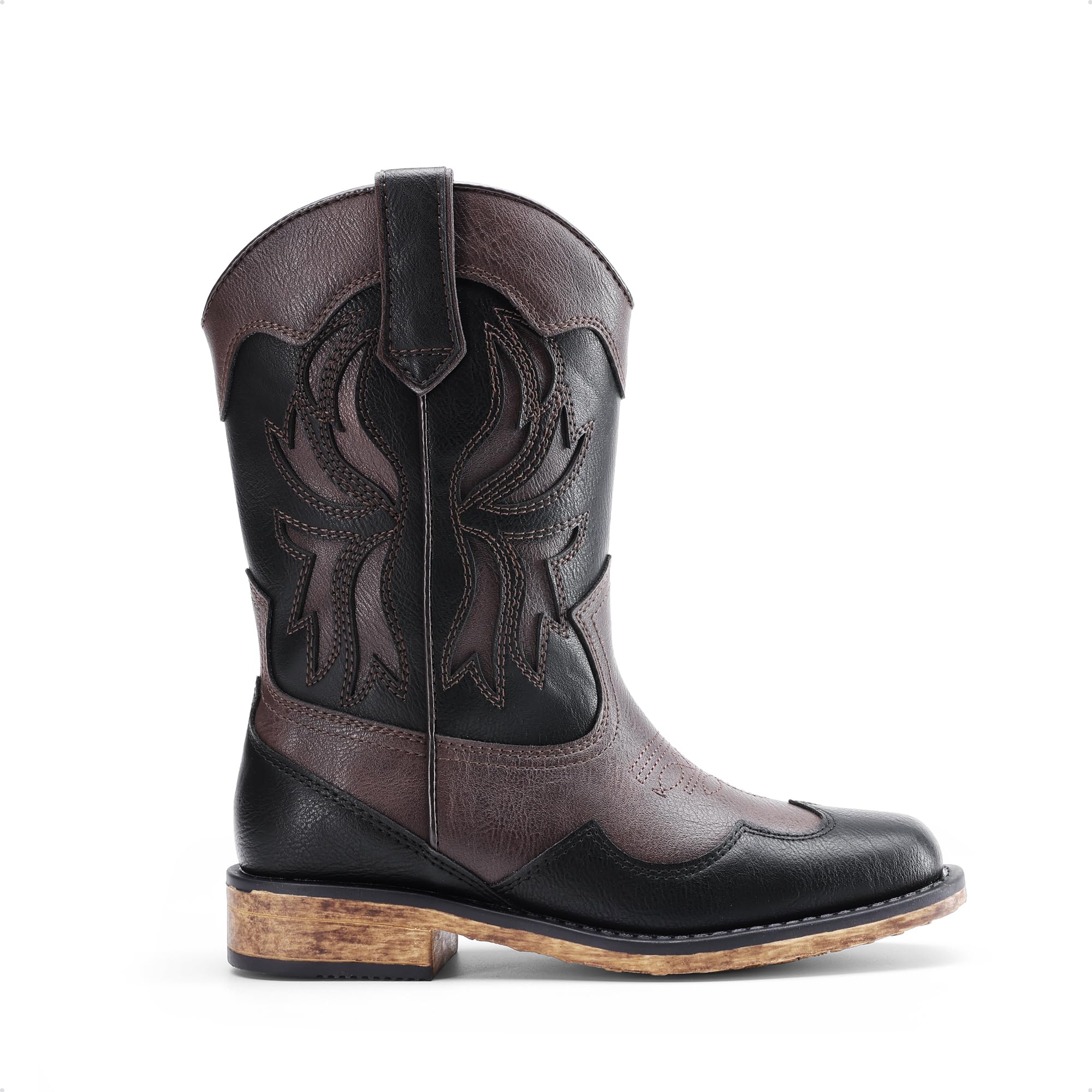 DREAM PAIRS Bottes de cowgirl pour filles et enfants - Bout carré - Mi-mollet - Chaussures d'équitation tendance occidentale pour tout-petit/petit enfant/grand enfant