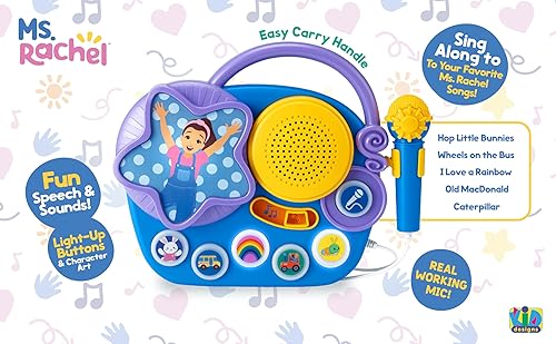 Miniatura 3 de eKids Ms Rachel - Micrófono de karaoke con boombox para fanáticos de los juguetes para niños, máquina de karaoke para niños con música integrada