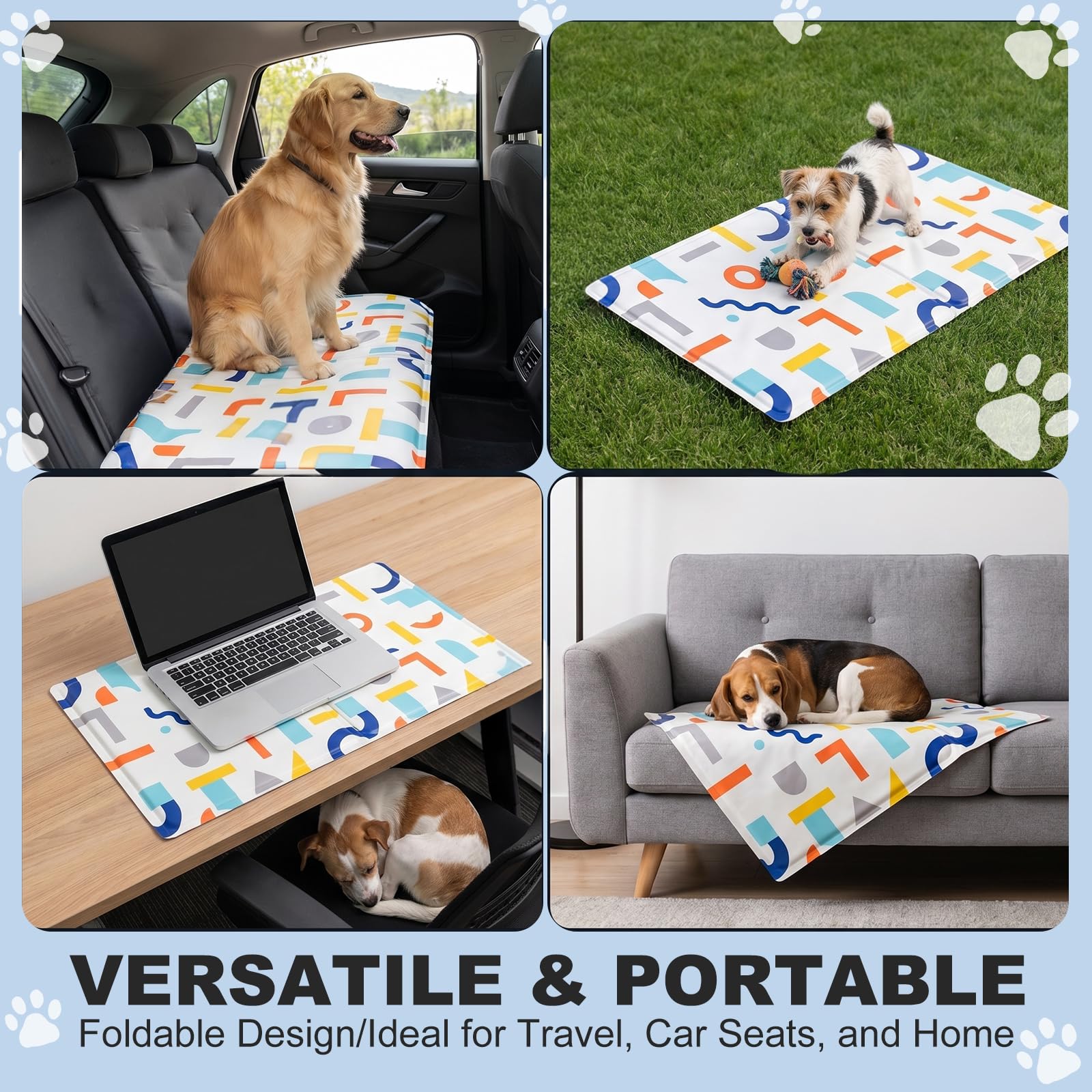 Tapis Rafraichissant Chien,Tapis rafraichissant pour chat,tapis de glace auto-refroidissant,Non Toxique-Reste Froid Plus Longtemps,tapis de refroidissement pour Chiens et Chats,40x50 cm,M,Blanc
