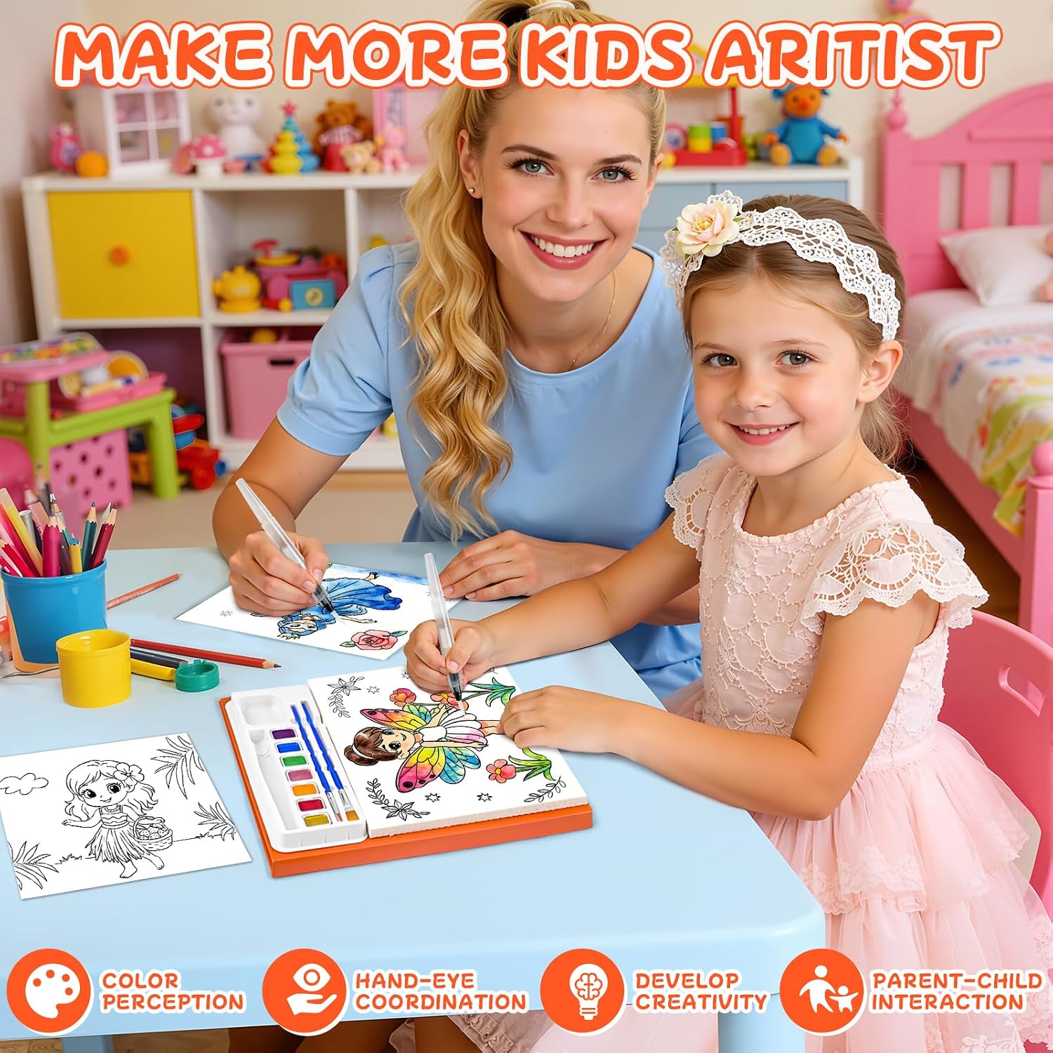 CHICAUP Paint with Water Coloring Books for Kids, Mess Free Watercolor Painting Kit Painting Activity for Kids Ages 3-5 4-8, Arts Crafts Drawing Gift Toy for Boy Girl image 5
