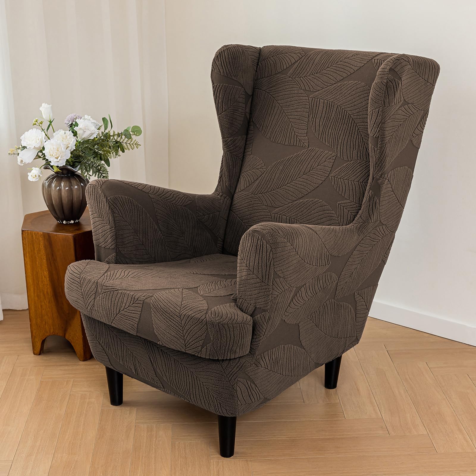 Copripoltrona con Schienale Alto Elasticizzato in 2 Pezzi Copripoltrona con Schienale Alto Moderno E Fodera per Cuscino per Soggiorno Camera da Letto Verde