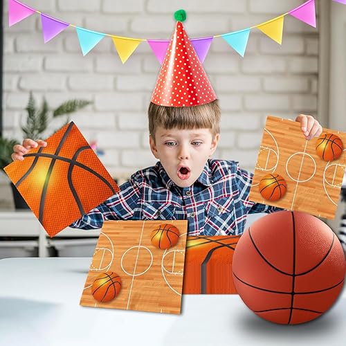 Miniatura 2 de Servilletas de baloncesto para fiesta, 40 unidades, servilletas de papel para fiesta de cumpleaños, servilletas de pelota deportiva para niños y