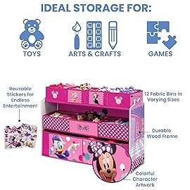 Disney Minnie Mouse Deluxe 9 Bin Design and Store Toy Organizer by Delta Children, Greenguard Gold Certified