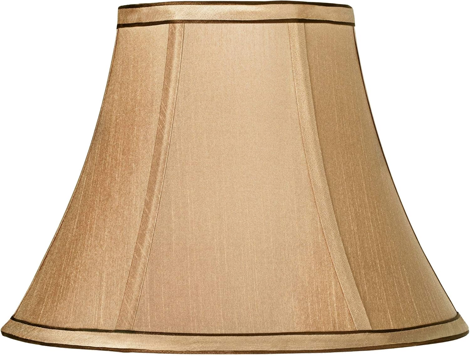 Tan Medium Bell Lamp Shade and Brown Trim 6" Top x 12" Bottom x 9" High (Spider) Replacement with Harp and Finial - Springcrest
