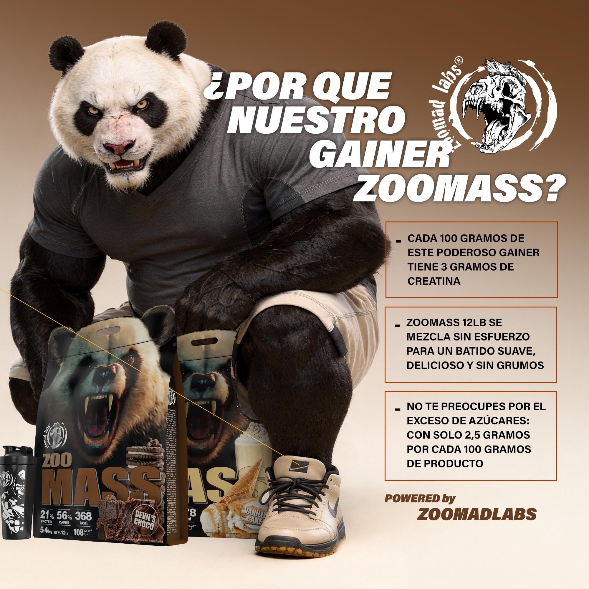 Zoomad Labs | Zoo Mass (5,4kg) | Gainers | Prise de masse rapide et de qualité - Vanille