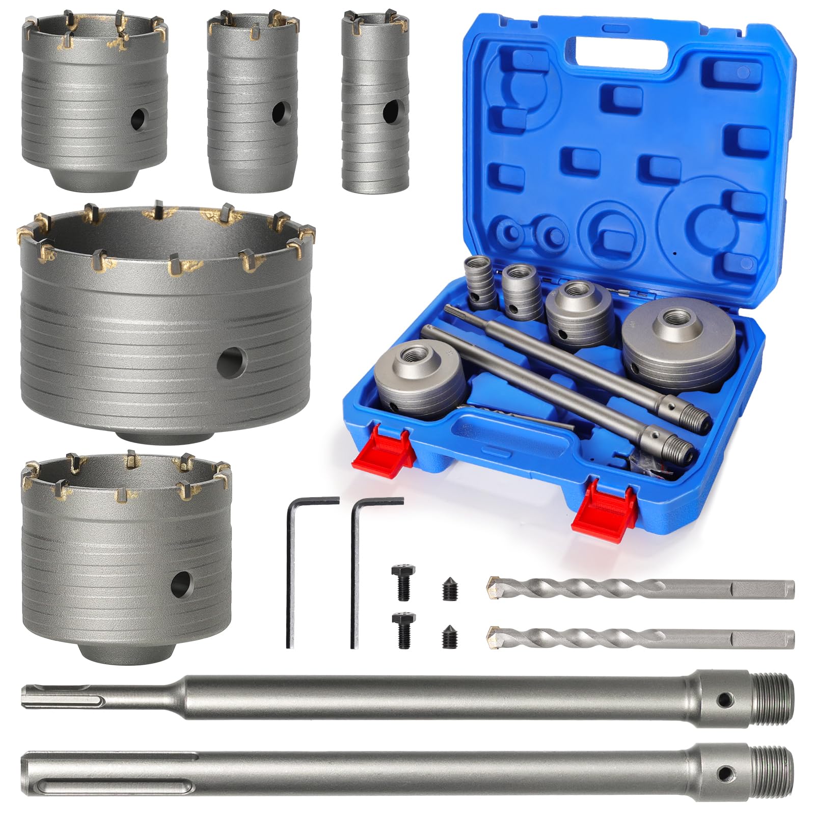 9Pcs Masonry Core Drill Bit Kit 30 40 65 80 100 mm with Hammer Adapter