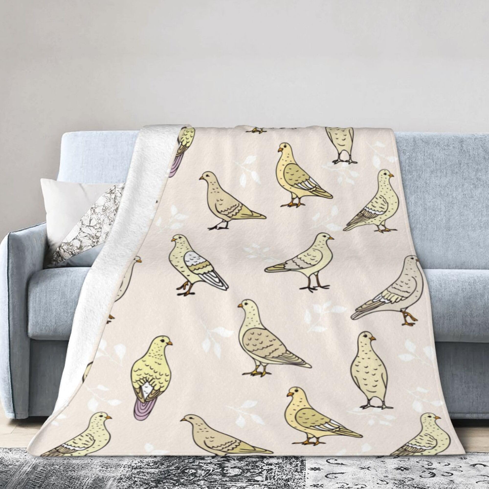 Melbrakin Black Cartoon Pigeons1 Blanket Super Soft Flannel Blanket Comfy Cozy Throw Blanket Couch Lightweight Blankets For Living Room Bedroom 80"X60"