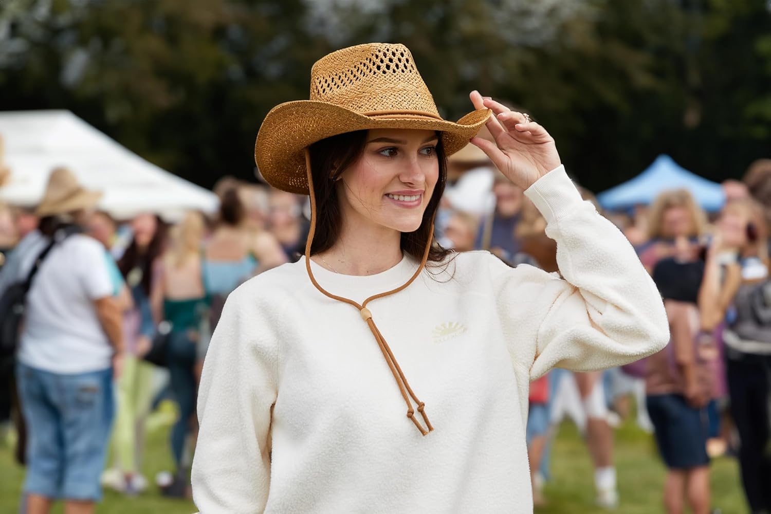 Funky Junque Cowboy Hats for Women Cowgirl Woven Sun Hat with Retro Decorative Band