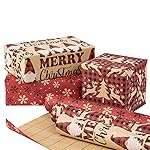 RUSPEPA Christmas Wrapping Paper Rolls - 17 inches x 10 feet per Roll, Total of 3 Rolls - Santa Claus, Reindeer and Snowflake