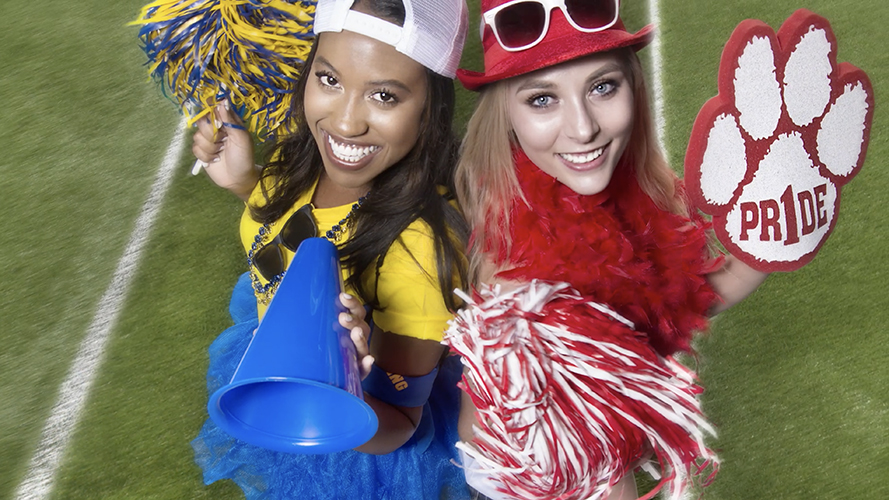 Plastic Megaphone Anderson's, Yellow And Blue Paw Megaphones,