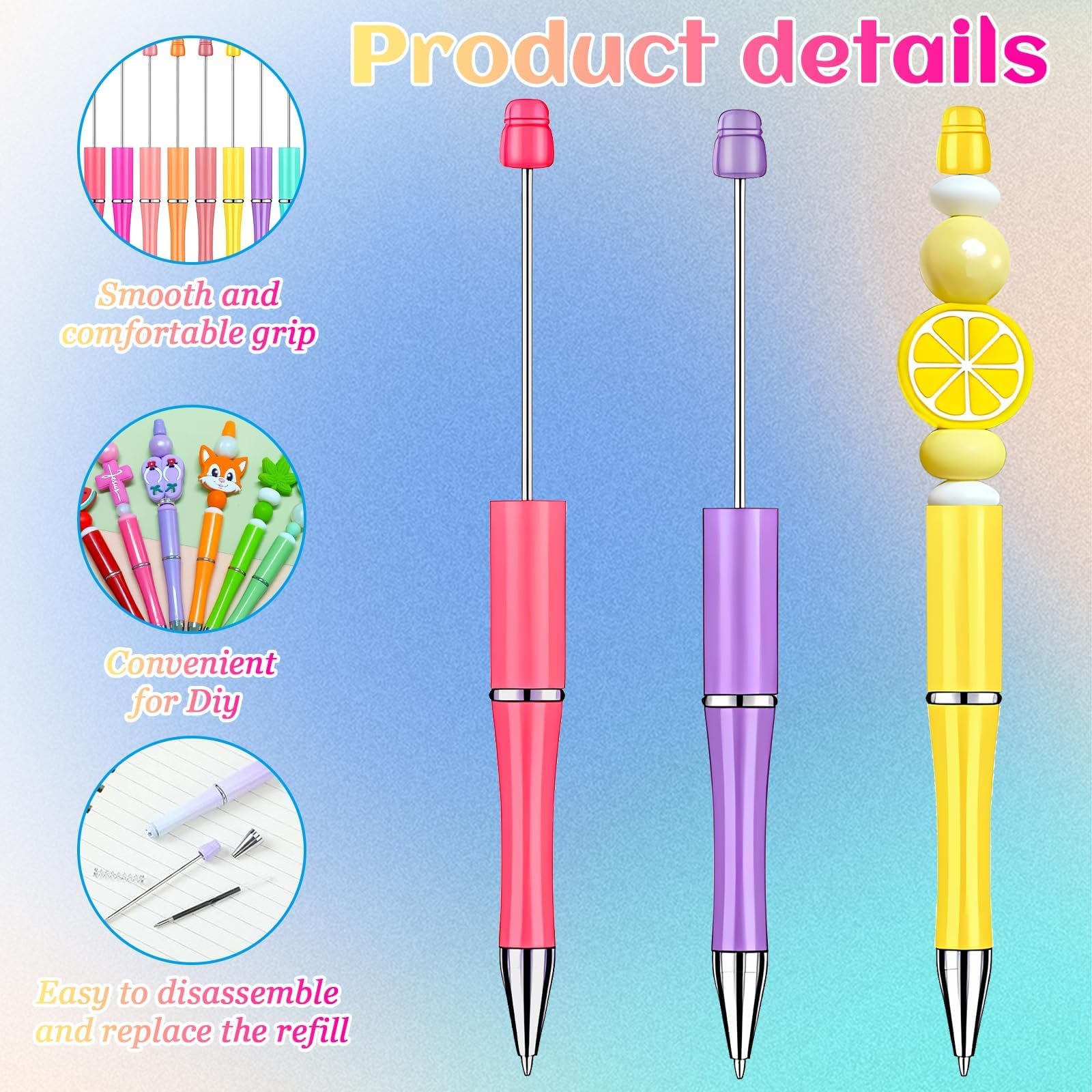 100 Pièces Stylos à Perles DIY Personnalisables avec Recharges, Stylos Bille Colorés pour Enfants, Étudiants, Cadeaux Créatifs, Fournitures Scolaires et de Bureau