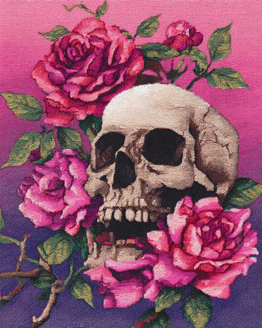 RKFLGEW DIY Bead Embroidery Kits Skull and Rose 30x40cm