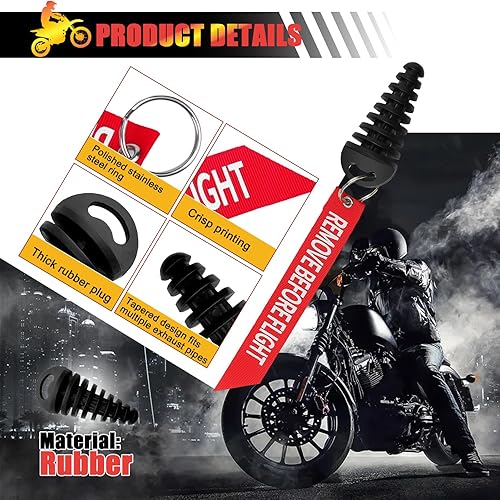 Miniatura 3 de Bestmoy 2 tapones de lavado de escape silenciador con serpentinas rojas, 0.6 a 1.5 pulgadas, silenciador de motocicleta de motocross, tapón de tubo