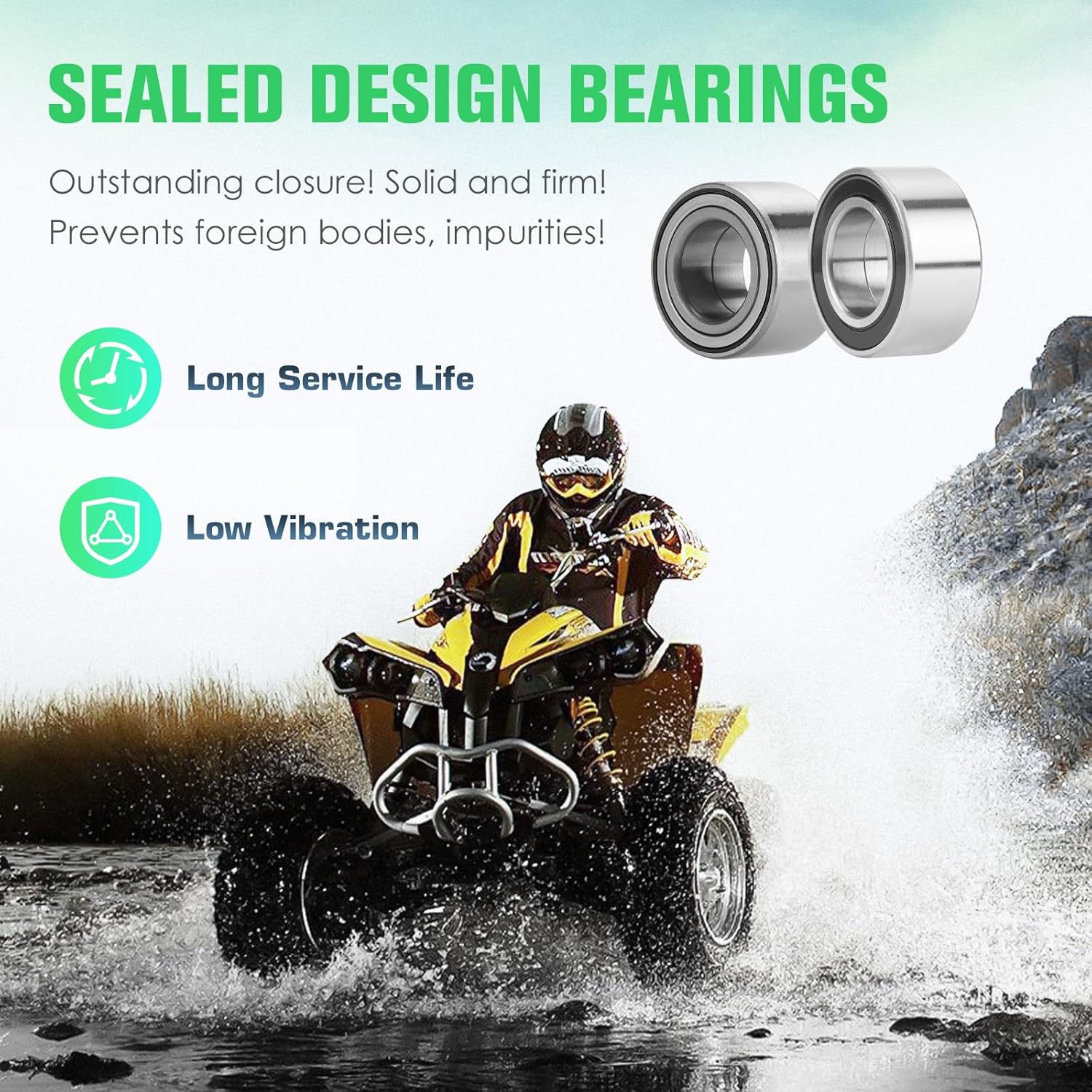 Youxmoto Front + Rear CV Axles & Wheel Bearing Kit Fit for Suzuki King Quad 450 500 750 2007 2008 2009-2018; 4340 Chromoly Steel CV Axle Drive Half Shaft, 4 Sets