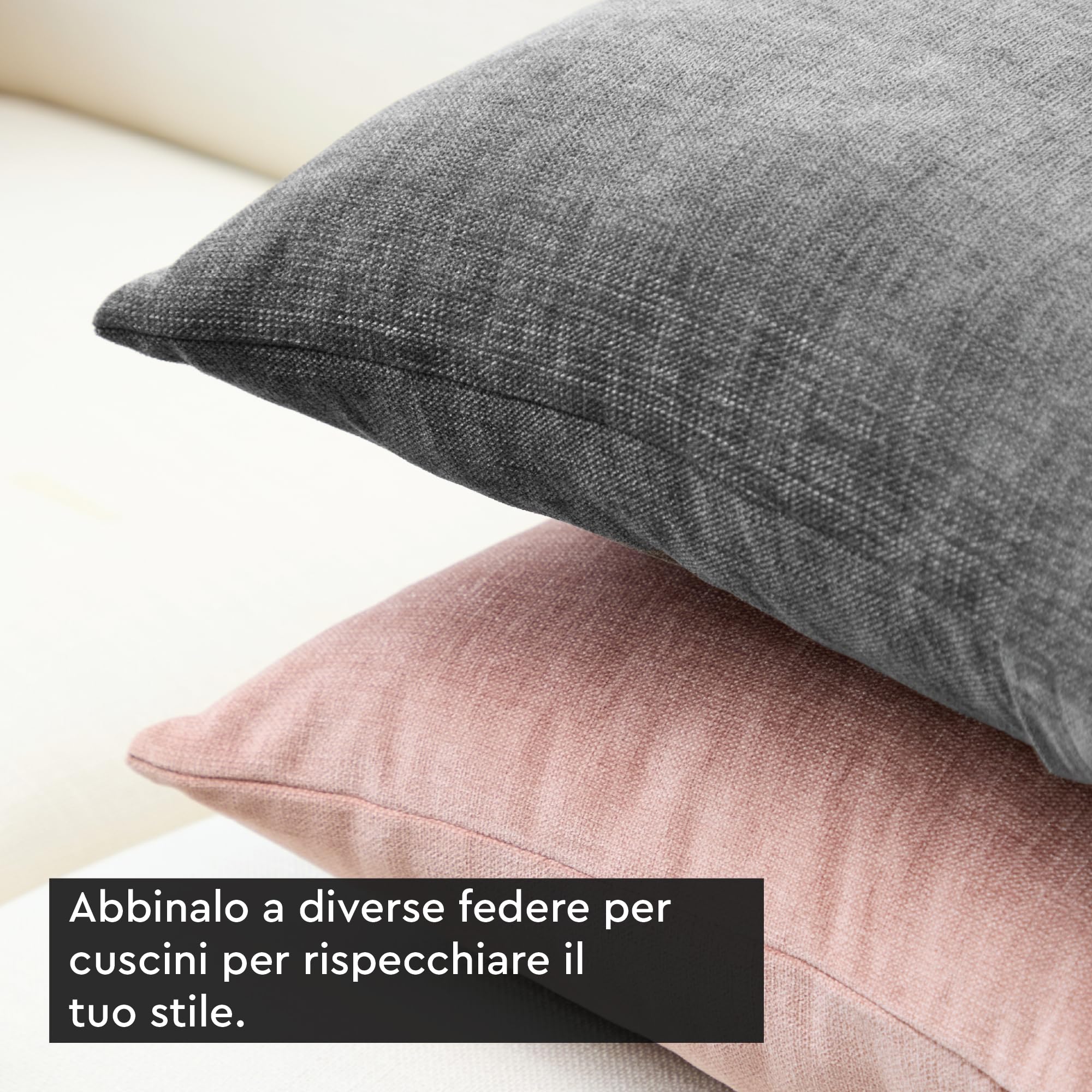 Encasa XO Fundas de Cojín de Chenilla Juego de 2 | Gris - (24"x24") (60x60 cm) | Fundas Decorativas de Cojín Cuadrado para Sofá, Decoración del Hogar, Sofá