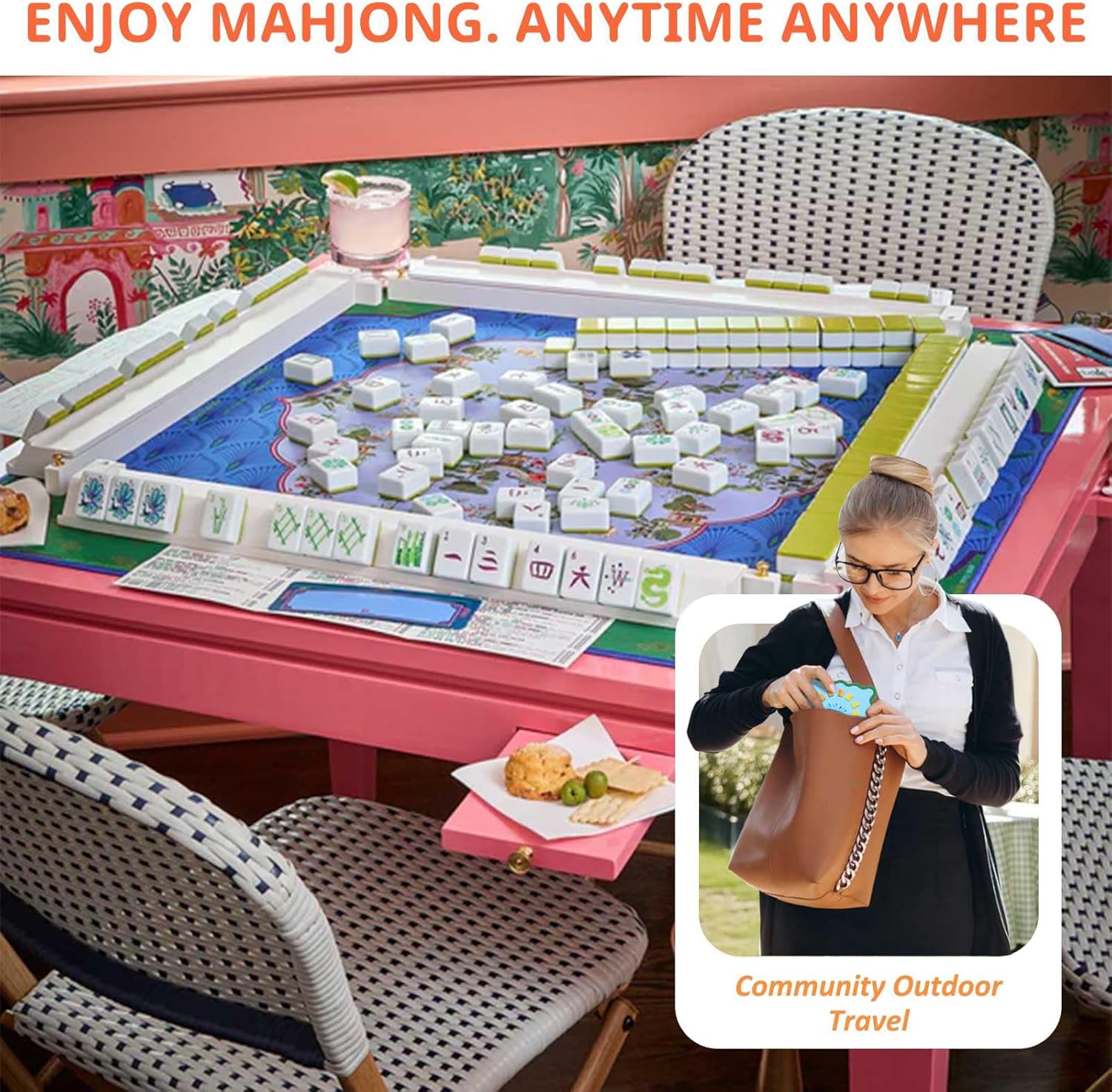 Adkoat® 4PCS Mahjong Shuffler Cards for Tiles Mixing & Shuffling with Rules — Portable Mah Jongg Accessories and Gifts for Party Supplies — Waterproof Mahjongg Flipper with Funny Saying for Beginner