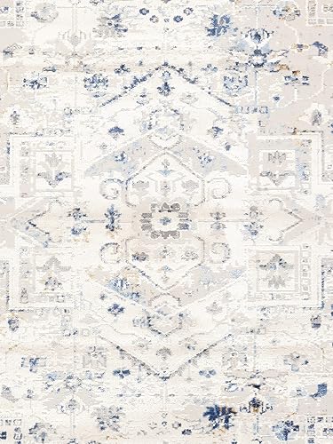 Miniatura 4 de Pasargad Home Efes Design - Alfombra turca, L. Grey and L. Alfombras de tela azul para sala de estar, dormitorio, comedor en casa, 8 pies 6 pulgadas