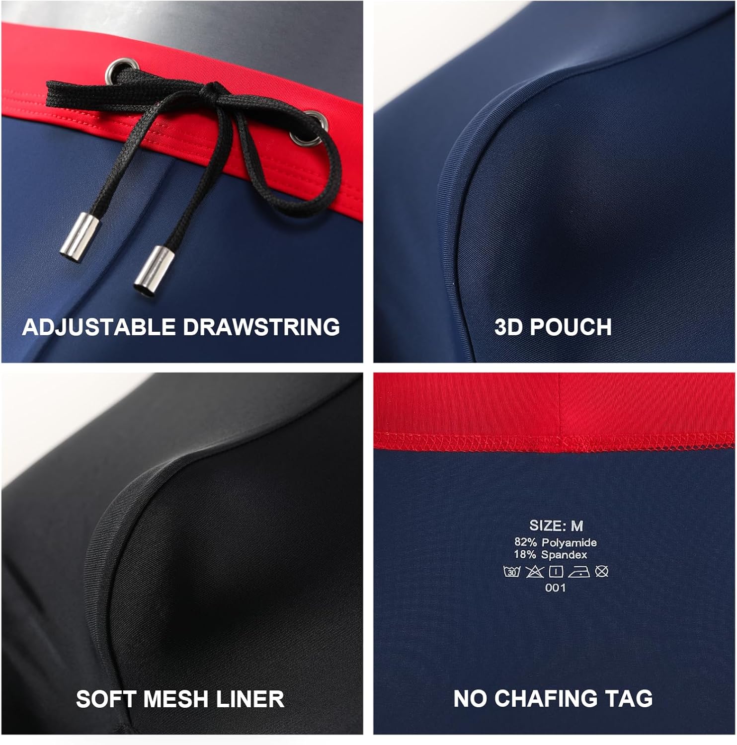 Arjen Kroos Mens Swim Trunks Quick Dry Swim Briefs Color Block Swimwear Bathing Suit with Drawstring - Image 5