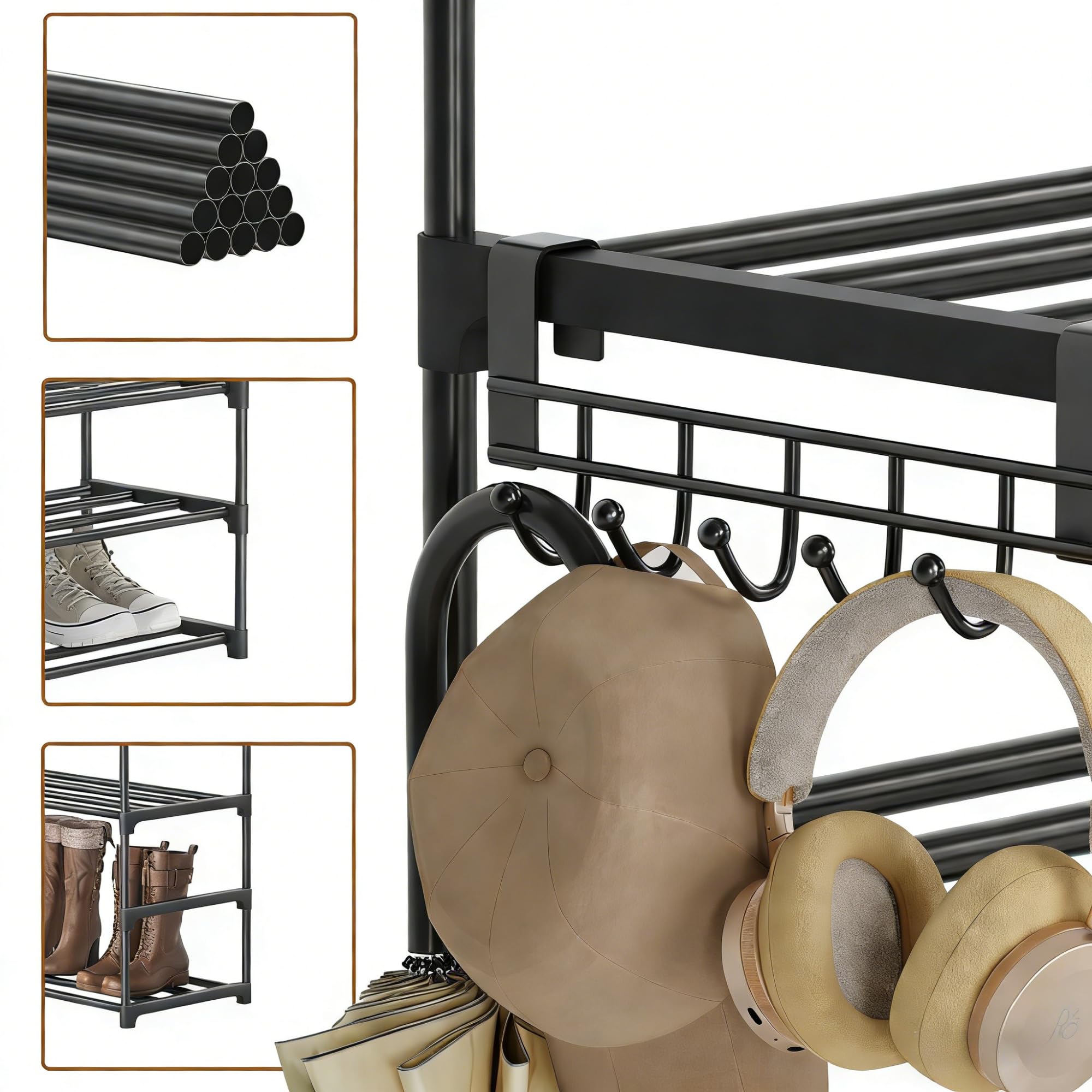 Scarpiera a 5 livelli, in metallo, scarpiera, organizer per scarpe, colore: nero, 5-TIER2