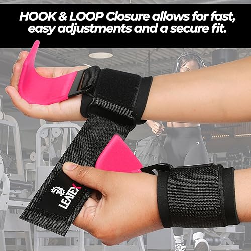 Miniatura 5 de Ganchos para levantamiento de pesas, correas de muñeca, soporte de agarre para peso muerto, dominadas, encogimientos de hombros - Correas de