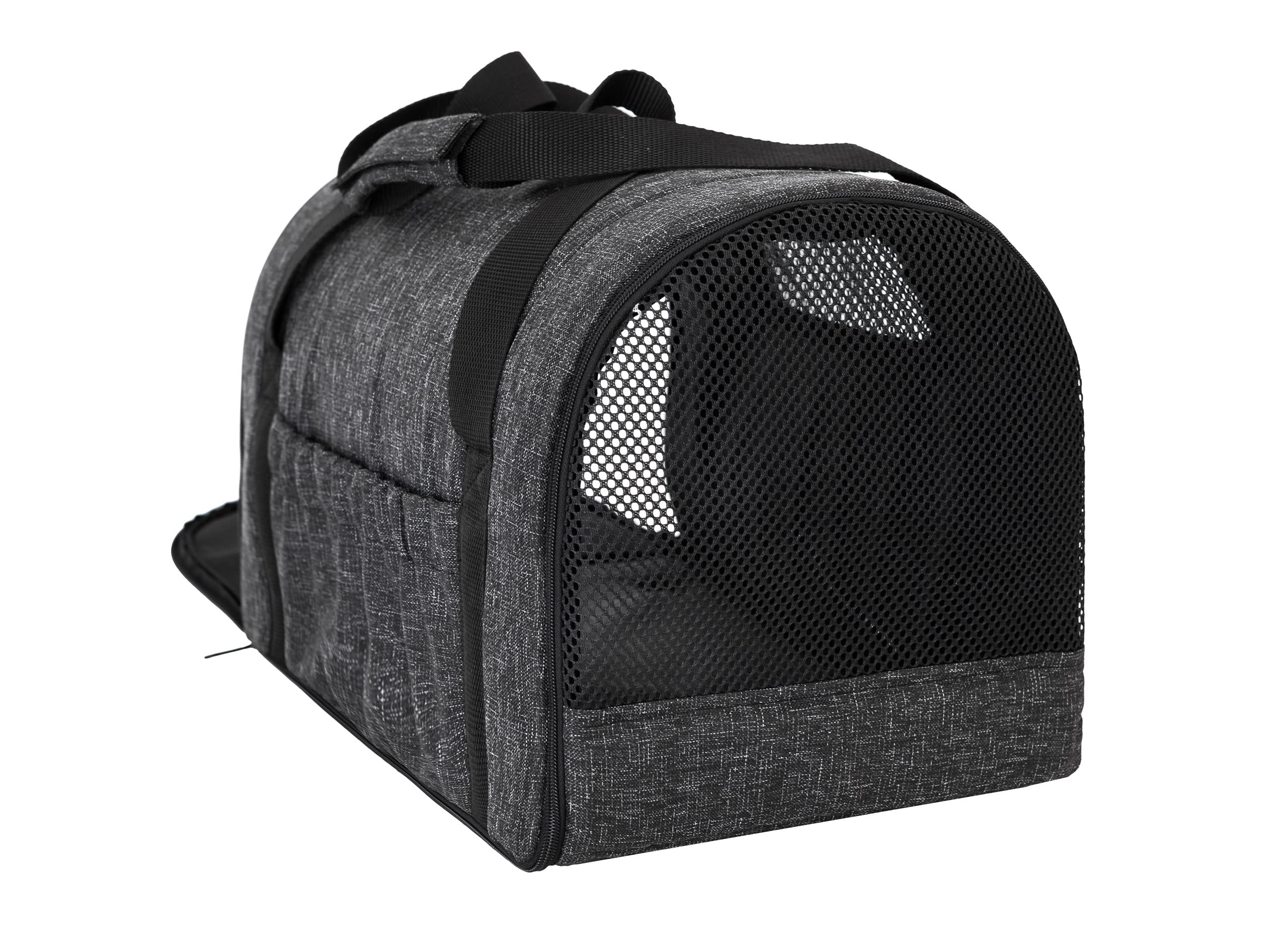 Bolsa de transporte para gatos, bolsa de transporte para mascotas, plegable, para perros o gatos, color negro jaspeado, tamaño 1: 27 x 39 x 28 cm
