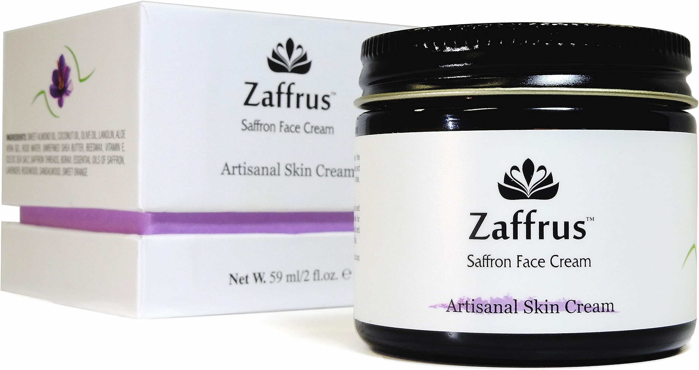 Zaffrus - Hand Made All Natural Saffron Moisturizing Skin Cream to Hydrate and Brighten the skin (2 oz/59 ml)