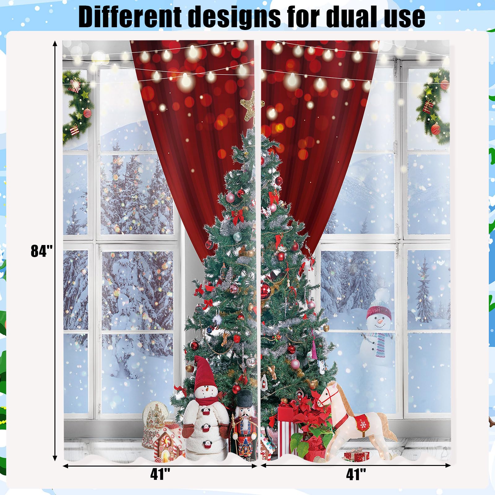 Amazon.co.jp: Peryiter クリスマスカーテン リビングルーム用 82 x 84