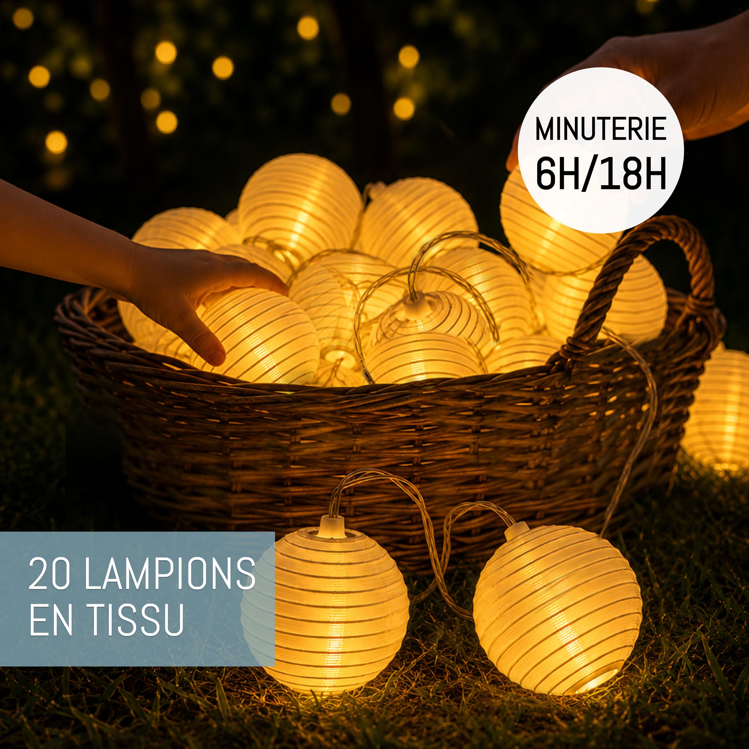 CozyHome Guirlande lumineuse exterieure lampions - 20 lampions LED & 7m I Avec prise I Guirlande lumineuse chambre Guirlandes lumineuses interieur I Fairy lights Girlande noel decoration d'intérieur