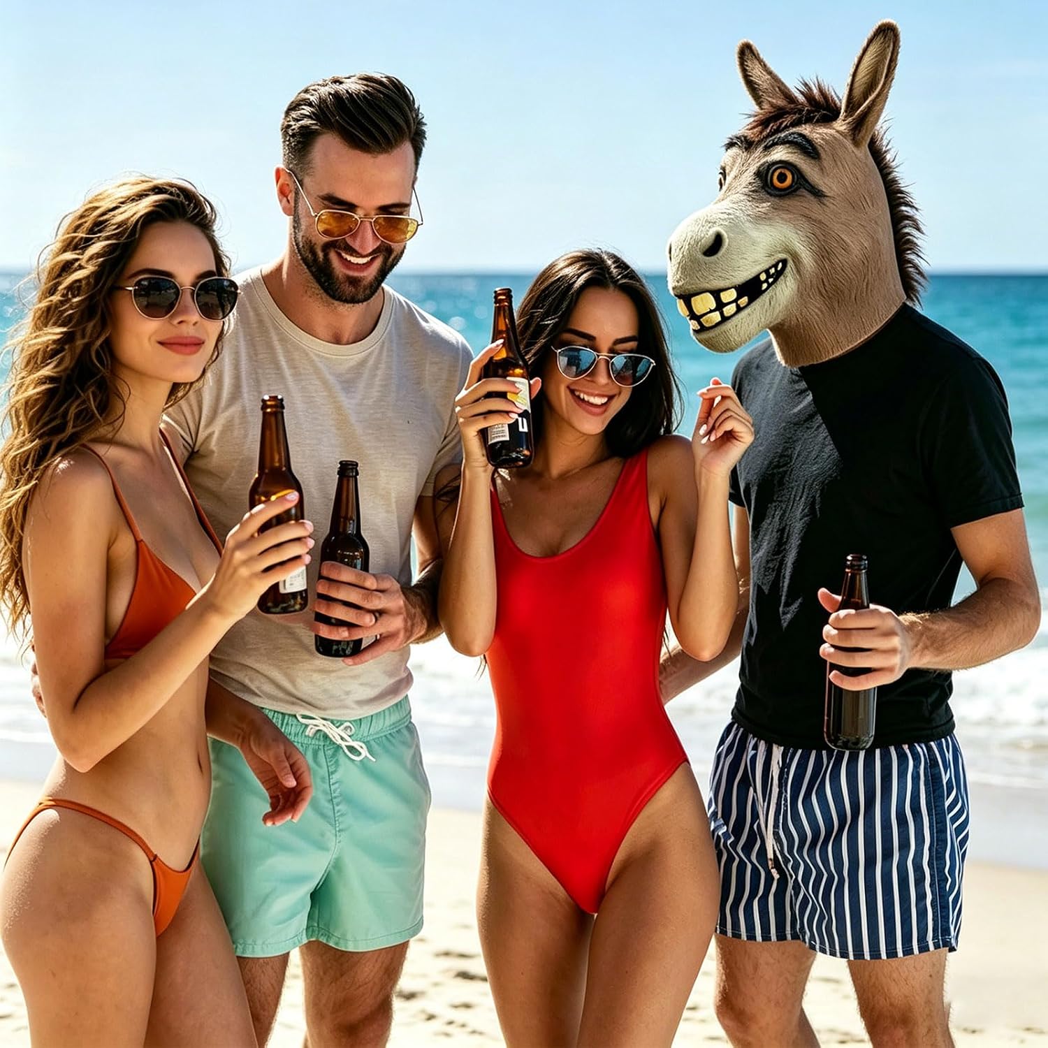 Donkey Mask for Adults - Latex Realistic Animal Head Mask for Halloween Carnival Masquerade Cosplay Party Props