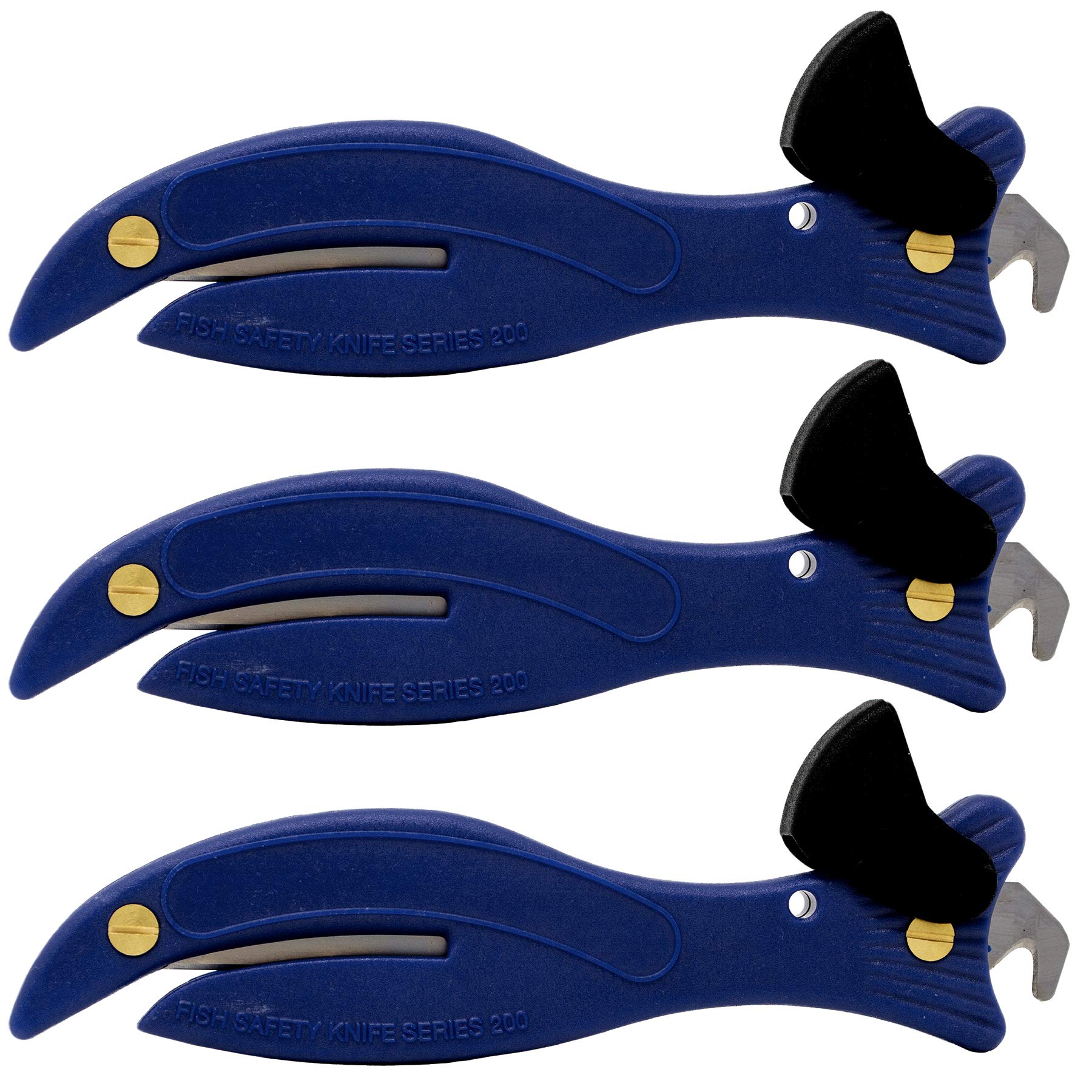 Gifts Direct 2 U Ltd Blue Fish 200 Original Enclosed Blade Safety Box Cutter (3, )