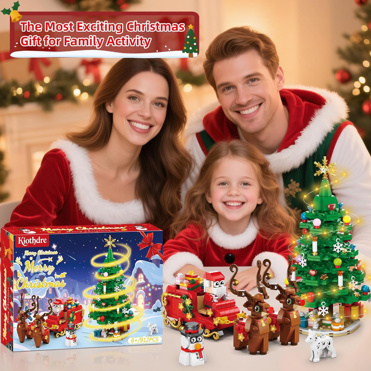 kiothdre 2026 Advent Calendar Christmas Tree Building Blocks with LED Light for Adult Kids,24 Day Countdown Calendar Transform Xmas Tree Building Gifts Toys Decorations for Teen Girls Boys Men Women