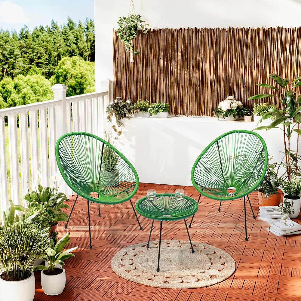 Shally Dogan Set Conversazione Giardino Polyrattan 2 Posti Tavolino Freddy Verde Menta