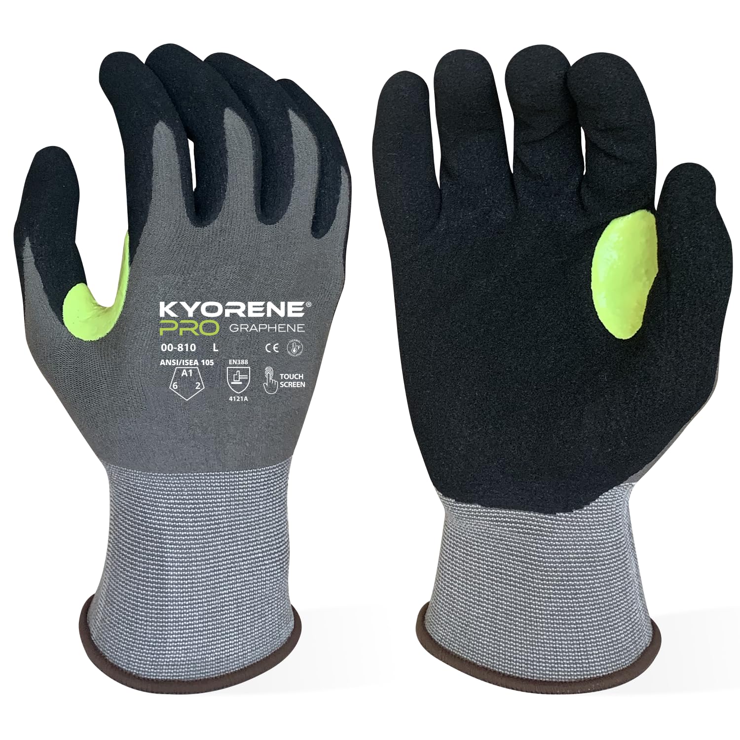 Armor Guys Kyorene Pro 00-810 - Guanti protettivi da lavoro in grafene con palmo in nitrile, impugnatura in micro schiuma di nitrile, taglia L, confezione da 12