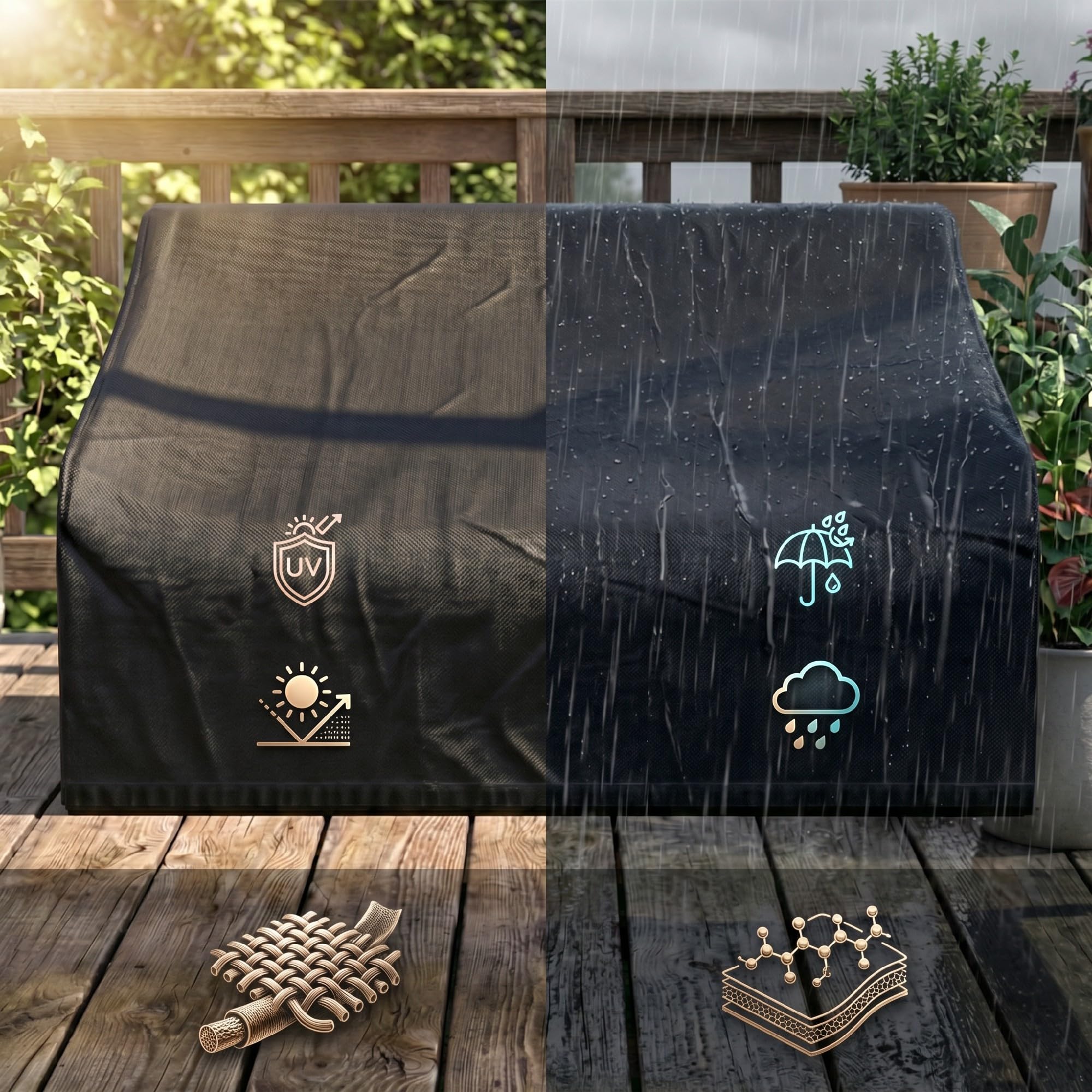 Outsunny Hollywoodschaukel Abdeckung 2 Sitzer, Wasserdichte Winddichte Schutzhülle für Gartenschaukel, UV-Beständige Abdeckplane für Gartenmöbel Hängesessel, 142 x 76 x 81 cm Schwarz