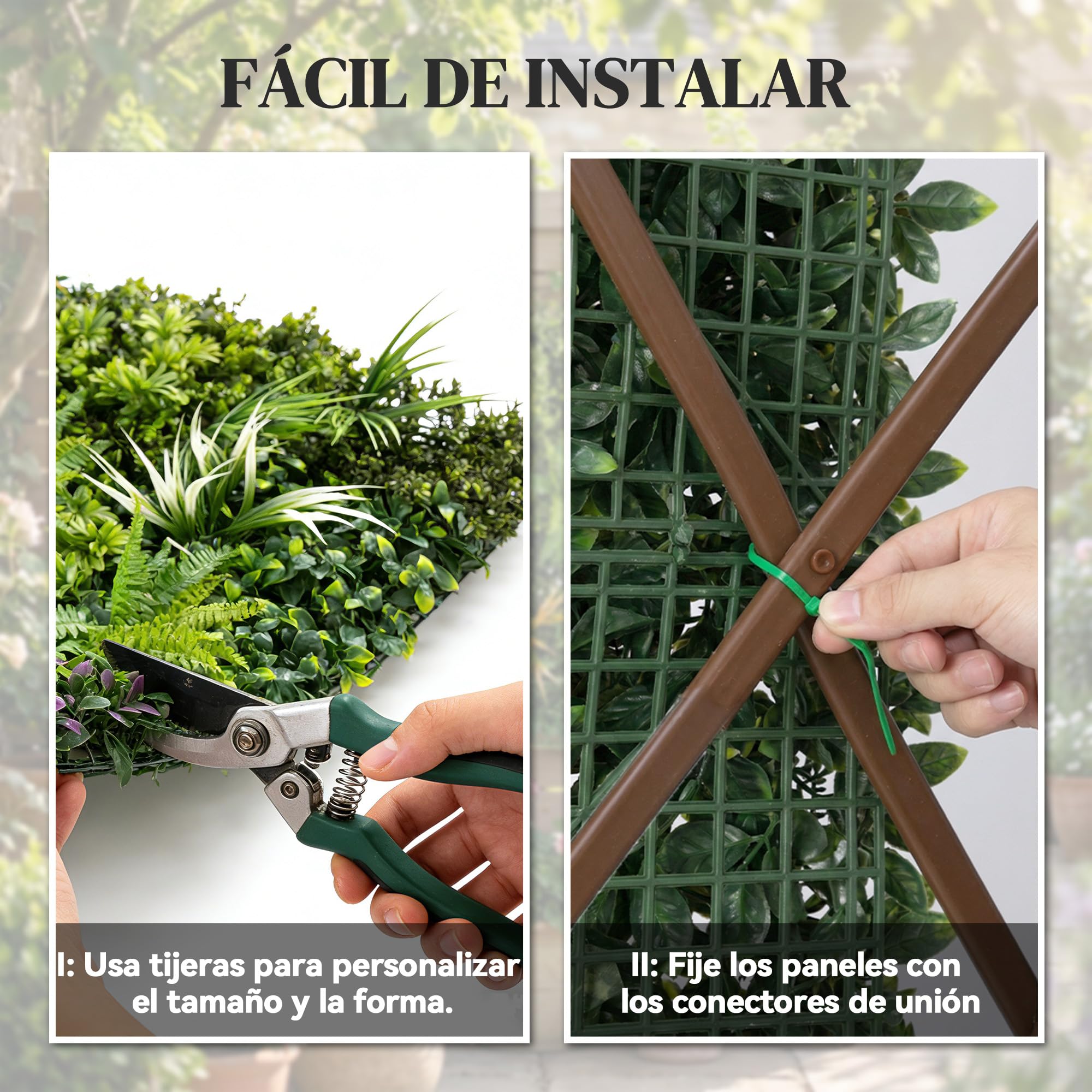 Outsunny Seto Artificial Ocultación Jardín en Rollo 1x1 m Pantalla de Valla de Privacidad de Hiedra Artificial Fácil Montaje para Terraza Balcón Exterior Decoración de Hojas Verde