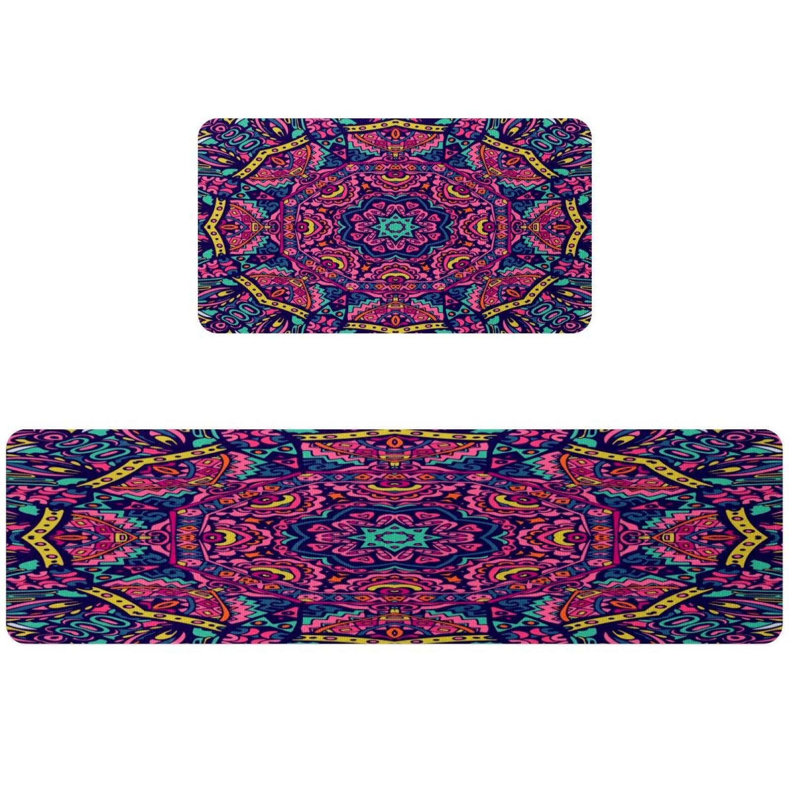 Tapis de cuisine lavable et floral avec motif hippie bohème