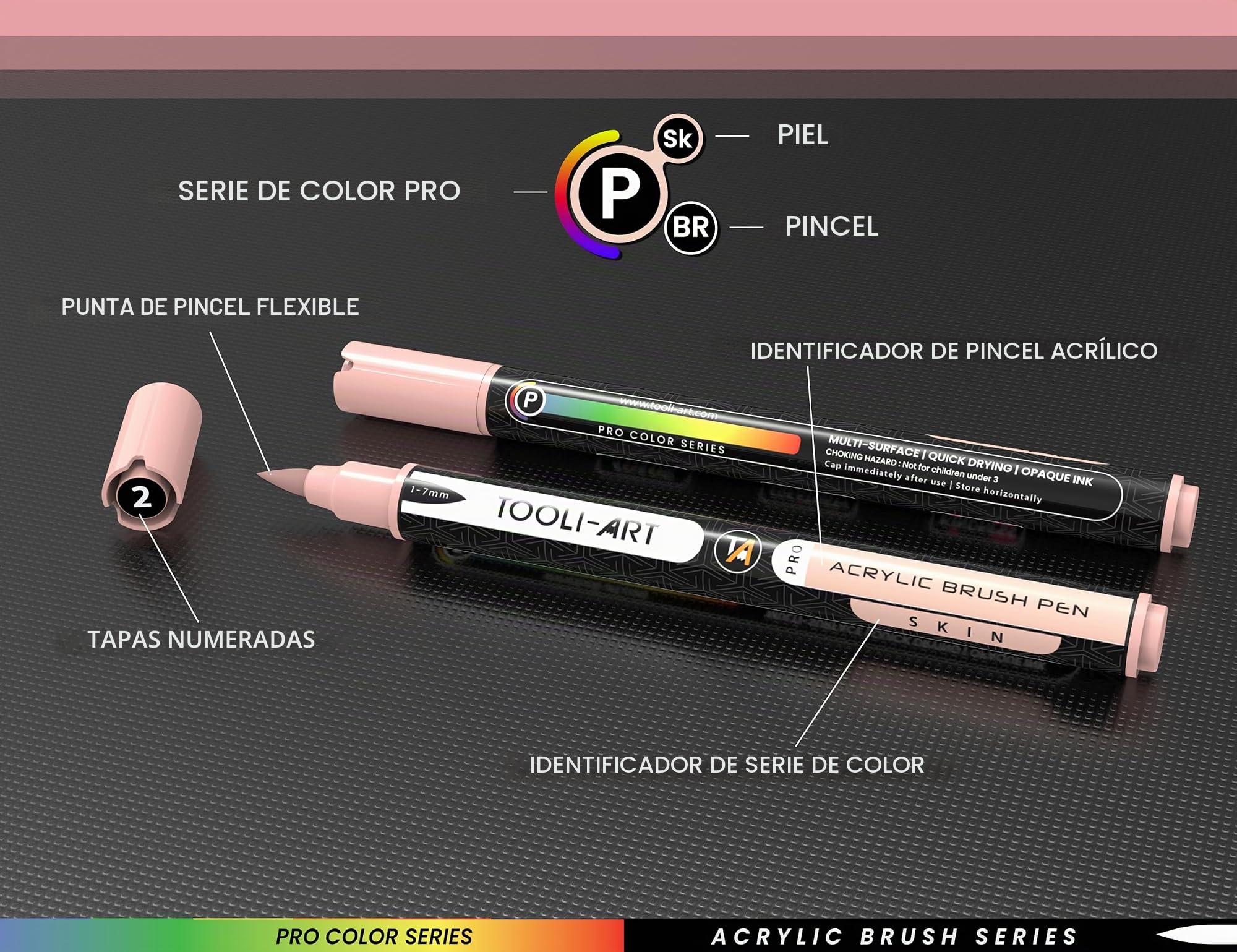 Juego de 22 rotuladores de pintura acrílica con punta de pincel flexible, línea de 1 a 7 mm para pintura de roca, letras de pincel, vidrio, tazas, madera, metal, lienzo, tela, plástico, no tóxico, a
