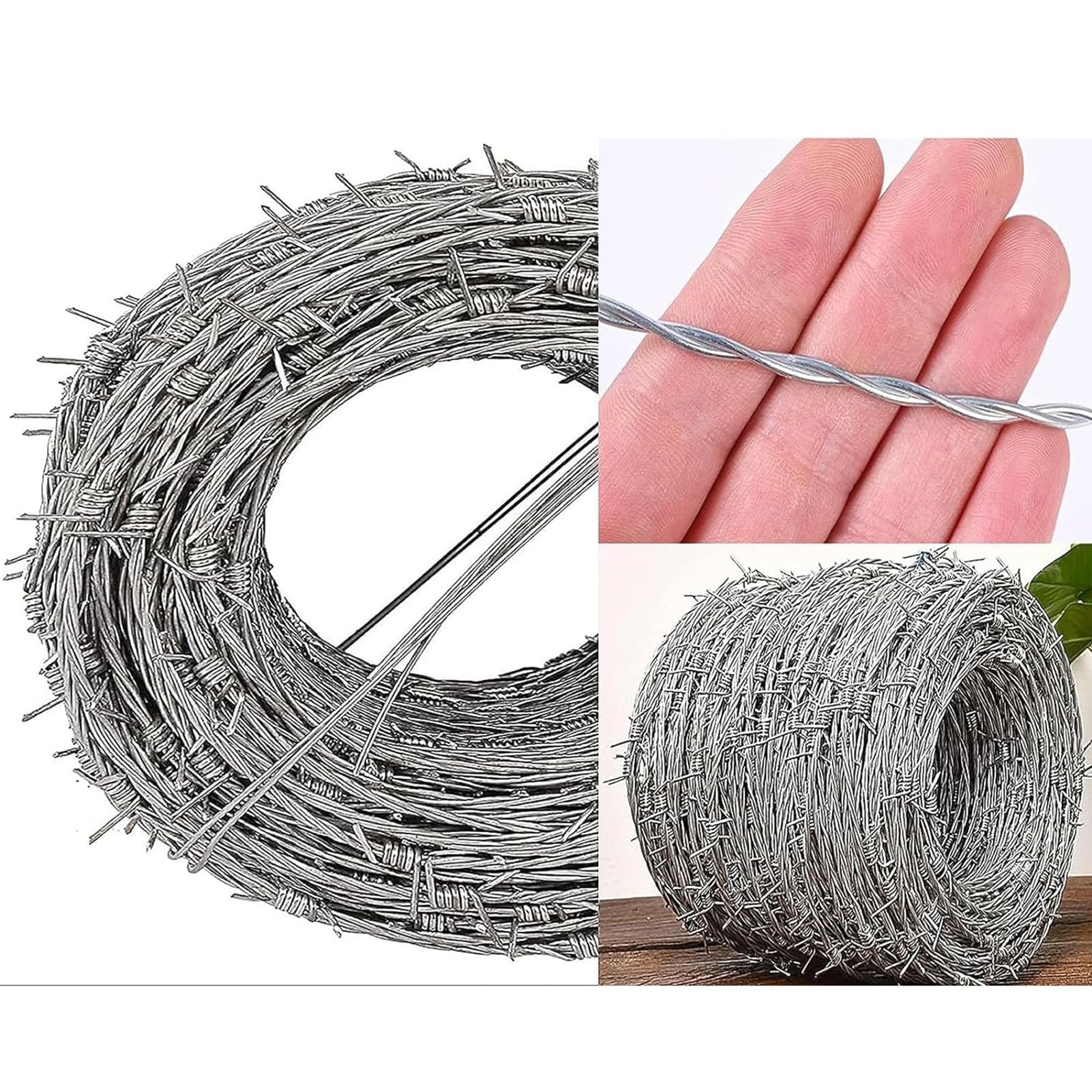 Rollo De Alambre De Púas, Alambre Espino Galvanizado Alambre De Espino Anti-Escalada Anti-Robo Malla De Alambre Valla Aislamiento De Espinas Medidas De Seguridad para Valla Forestal ( 2.8mm 100M)
