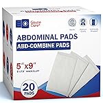 GauzeCare Sterile Abdominal Pads 5x9 inch 20-Pack | Extra Absorbent & Thick, Individually Packed Combine Pads with Non-Stick Outer Layer for Heavy Bleeding Wounds | Perfect for First Aid Kits (IFAKs)