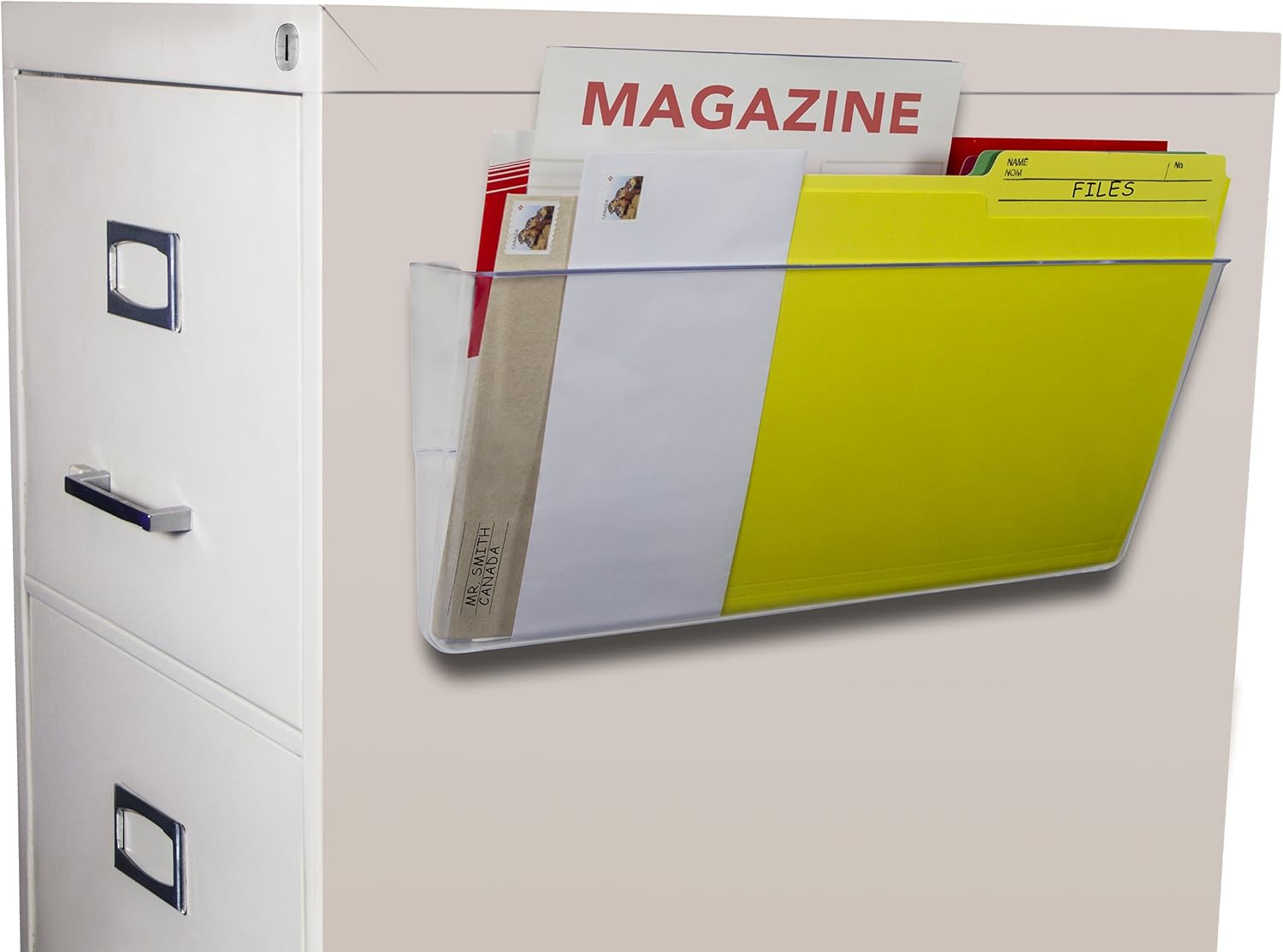 Storex Legal-Size Magnetic Wall Pocket – Plastic File Organizer, Heavy-Duty Magnet Holds 5lbs, Clear, 6-Pack (70240U06C)