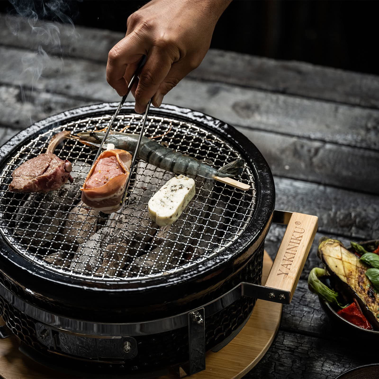 Yakiniku Y500504 Pinzas rectas para barbacoa Kamado y Shichirin