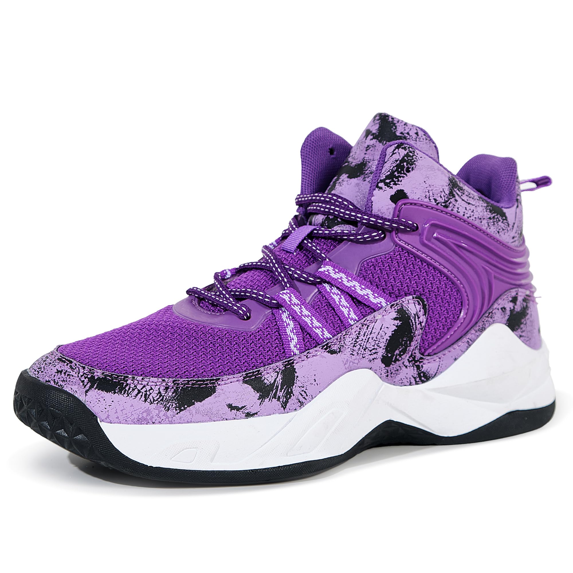 CJSPORX Men Women Basketball Shoes Breathable Non Slip Outdoor Fashion Sneakers Purple-8 Size 5.5