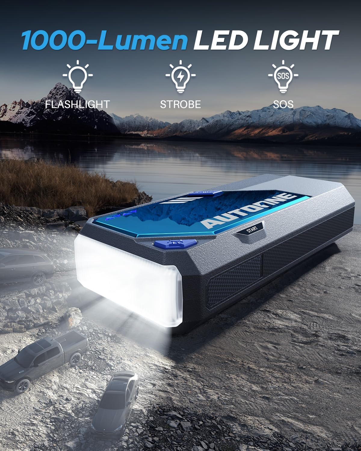 AUTOONE M5 8500A Car Jump Starter 12V Battery Jumper Starter Portable (All Gas/All Diesel) 168W DC Jump Box for Car Battery with Built-in Booster, Type-C Fast Charge & Jumper Cables Jump Pack - Image 6