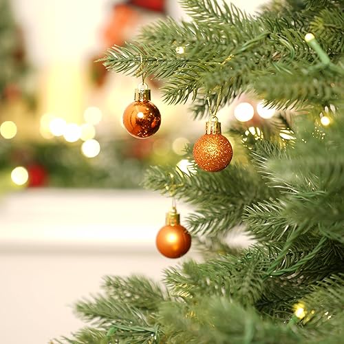 Miniatura 202 de XmasExp Juego de 24 mini esferas de Navidad inastillables para bolas de árbol de Navidad de 1.181 in/1.18 pulgadas (oro rosa)