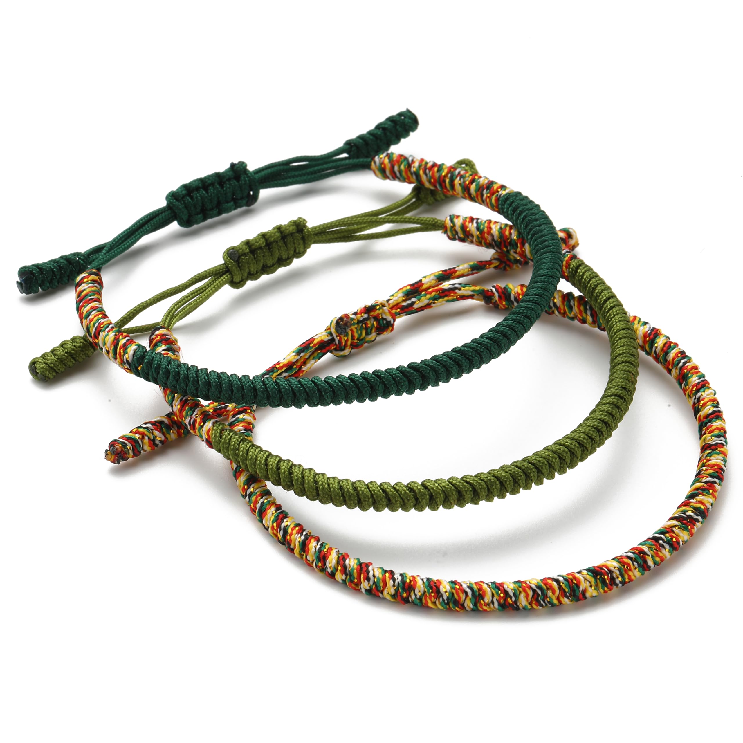 LUCKY BUDDHIST3 Tibetan lucky bracelets + Buddhist gift! - Handmade. Adjustable to your wrist. For men and women. Friendship bracelets made of braided fabric