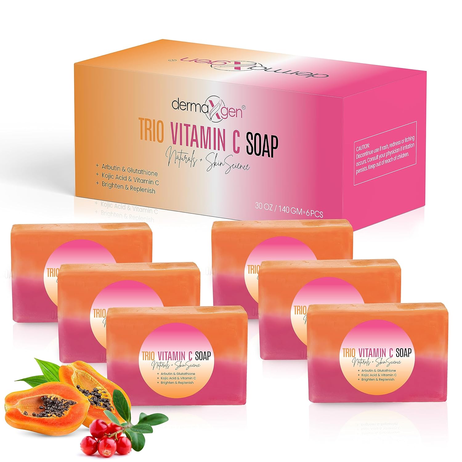 Organic Kojic acid & Vitamin C Soap Bar | Arbutin, Glutathione | Advanced Glowing formula, Replenish, & Radiant Skin | Pure Natural Pigmentation For Face & Body Cleanser - 5 OZ Each| (6)
