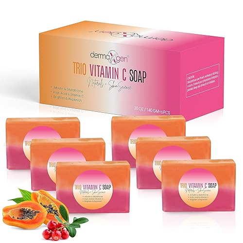 DERMAXGEN Barra de jabón de ácido kójico orgánico y vitamina C  Arbutina, glutatión  Fórmula avanzada brillante, reposición y piel radiante